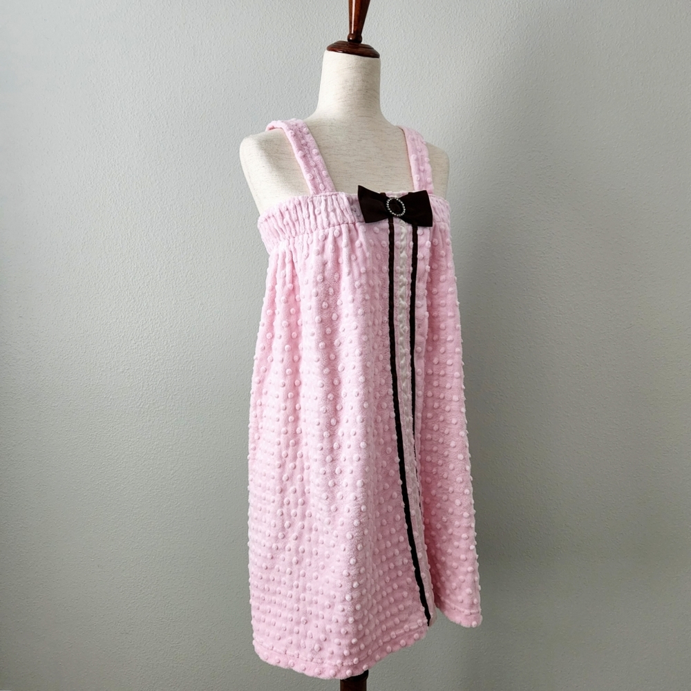 Will's River Co. Pink Cozy After Bath Wrap With Bow, Small / Medium - Picture 8 of 16